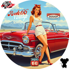 Blechschild Rund (540)  Route 66  Vintage American Roadtrip