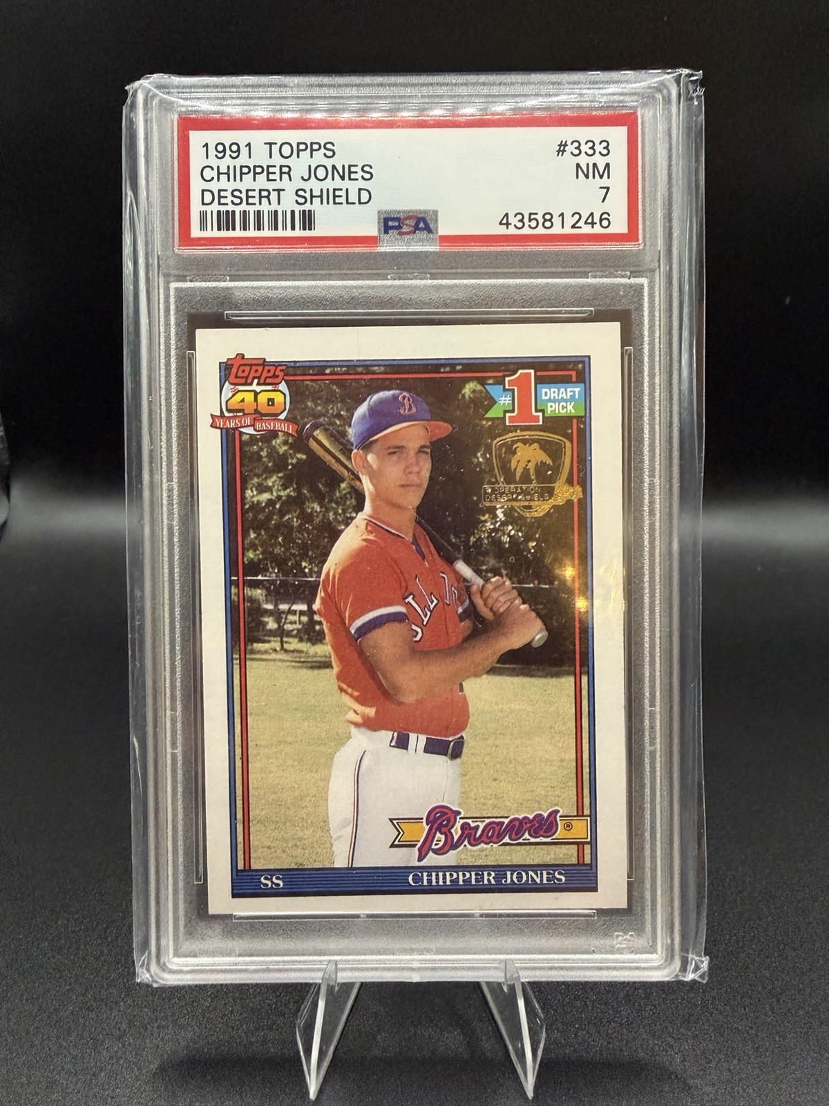 1991 Topps - Chipper Jones #333 Operation Desert Shield (RC) PSA 7