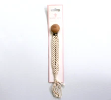 Shabby Chic Boho Cotton Macrame Pacifier Clip Cream