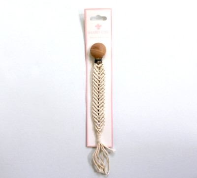 Shabby Chic Boho Cotton Macrame Pacifier Clip Cream NWT