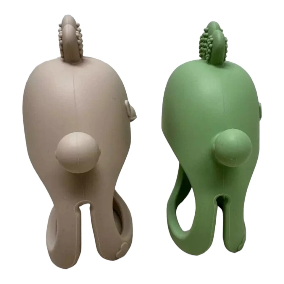 2 Packs Baby Teething Toy Silicone Teething Mitten Green and Tan - Image 3 of 4