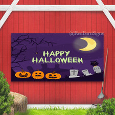 Creepy pumpkin graveyard Halloween banner