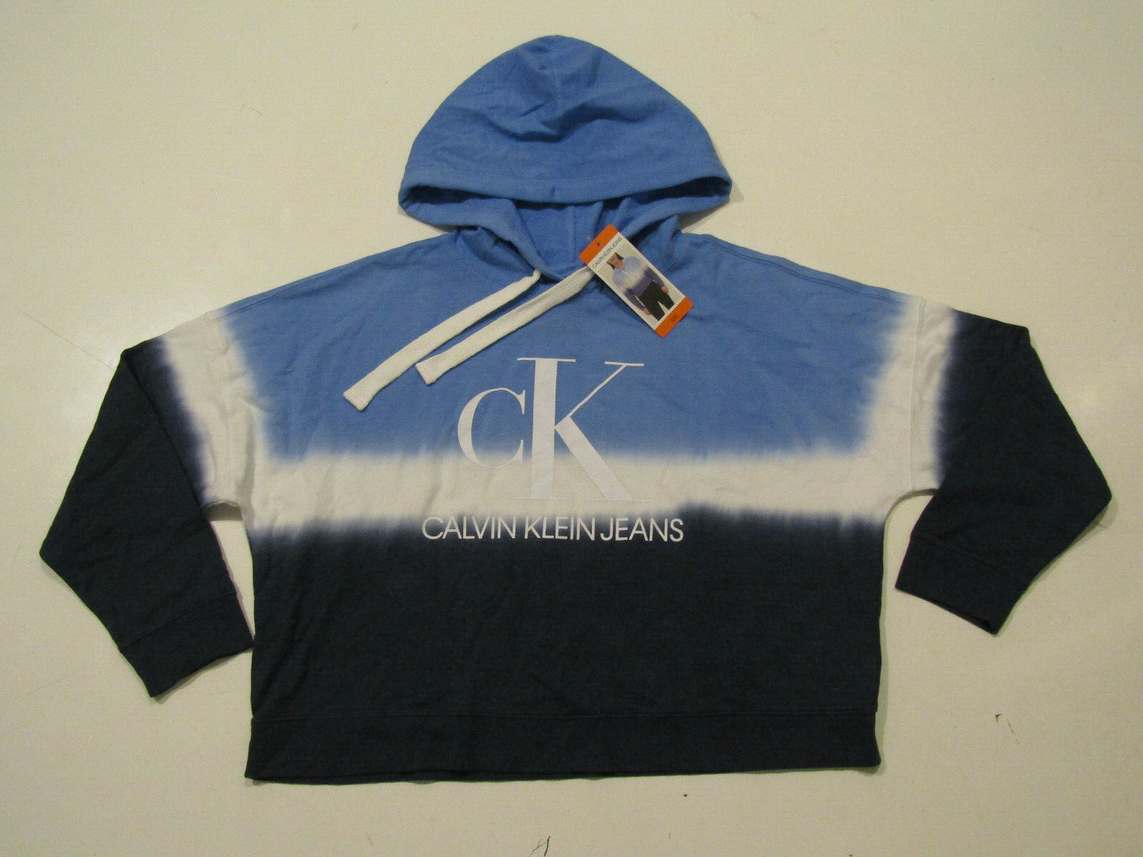 CALVIN KLEIN Blue White Navy Pullover Hoodie Crop Sweatshirt Small S NWT  Womens 194414239474 | eBay