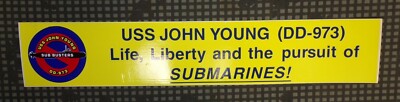 Original Vintage US Navy USS John Young DD-973 Bumper Sticker