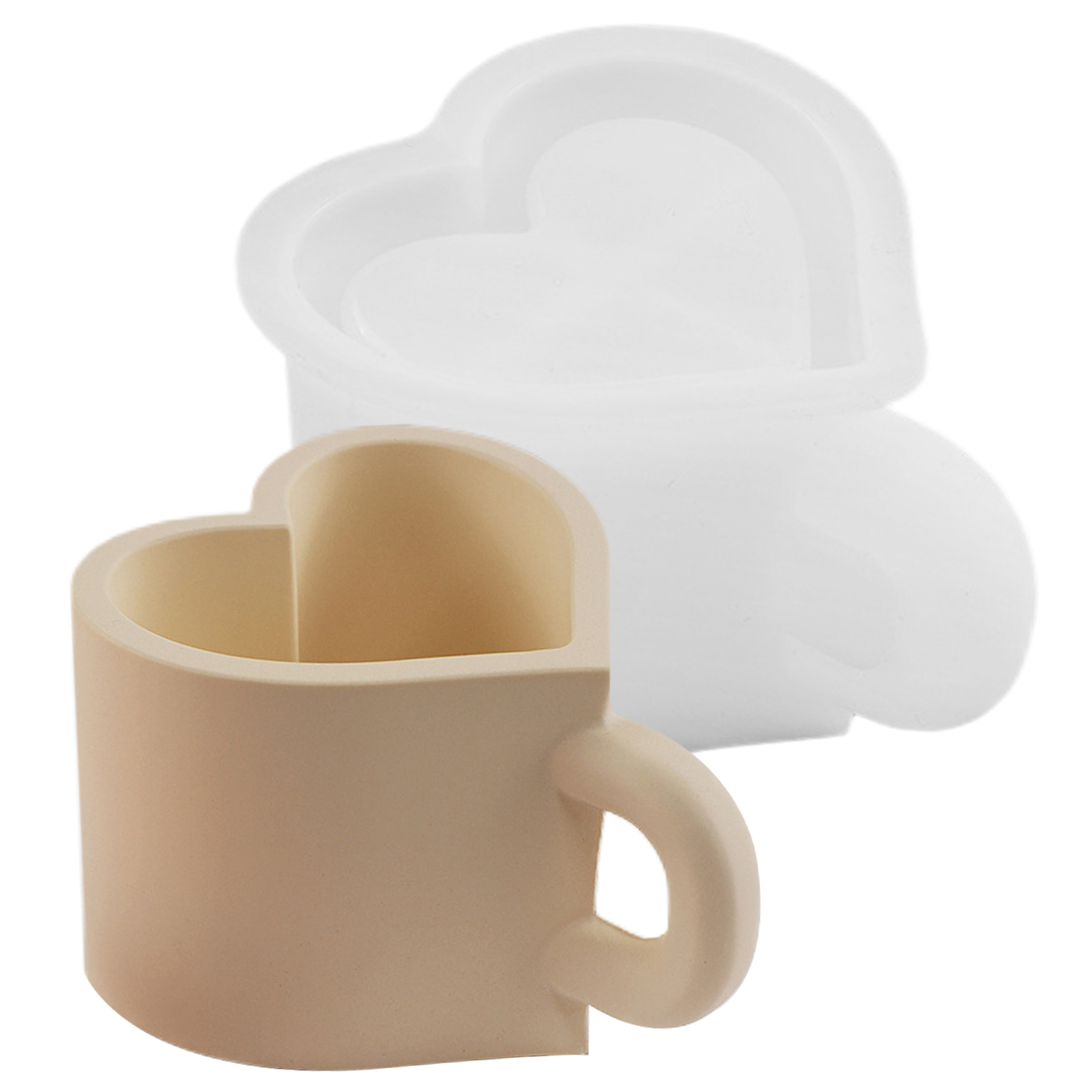 1pc Heart-Shaped Silicone Candle Holder Mold Non-Stick 3D Handmade Resin Mold