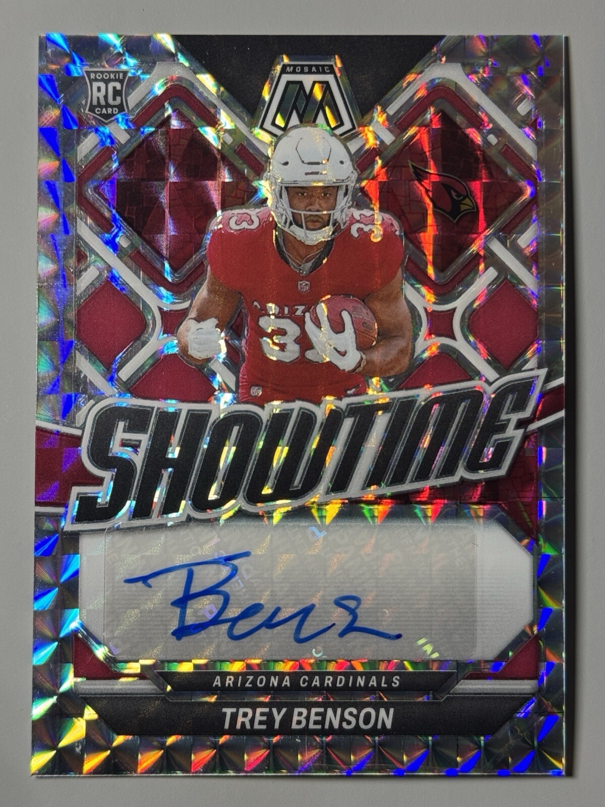 Trey Benson Rookie Auto 2024 Panini Mosaic Showtime Signatures #11 Silver Prizm