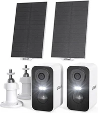 2PCS ieGeek Outdoor Wireless Solar Security Camera 2K Home WiFi Battery CCTV Cam