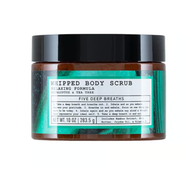 Five Deep Breaths Whipped Body Scrub Relaxing Eucalyptus & Tea Tree, 10 oz.