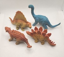 Lot of Vintage UKRD Rubber Dinosaur Action Figures Stegosaurus, Dimetrodon  