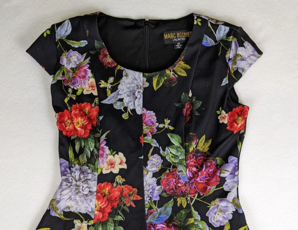 Marc Bouwer Unlimited Women's Dress Size XS Black Floral Print A-line Midi - Image 3 of 4