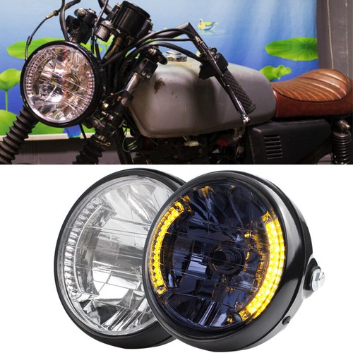 Universal 7inch Motorcycle Headlamp W/ Turn Signal LED Headlight Housing Bucket - Picture 2 of 11