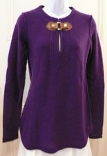 TORY BURCH Women's Eggplant Wool Blend V-Neck Tunic Sweater Sz S