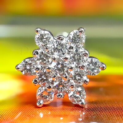 13 pcs Natural VVS Diamonds 8.0mm Flower Nose Pin Lip Screw Ring Stud 14k Gold