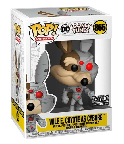 Funko Pop Wile E coyote As Cyborg #866, DC Looney Tunes FYE Excl + protector 