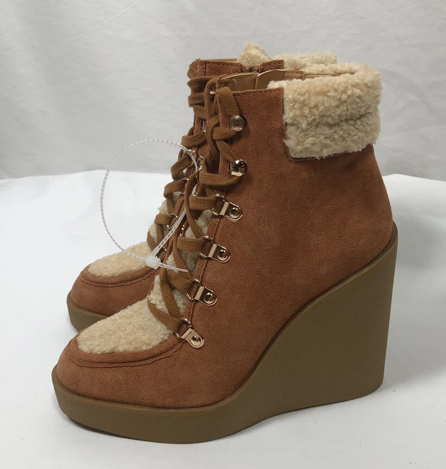 Jessica Simpson Botines 8.5M Cuero Plataforma Cuña Beige Nuevo con Etiquetas $150 Foto 4 de 4