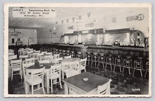 Moco's Entertaining-Back Bar Milwaukee Wisconsin Posted 1941 Interior View PC