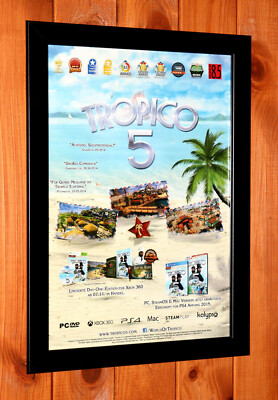 Tropico 5 PS4 Xbox One Promo Mini Werbeblatt Gerahmt Poster / Ad Page Framed