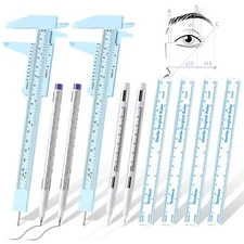 10 Pcs Eyebrow tools set 2 Eyebrow Measuring Ruler 4 Microblading White Skin ...