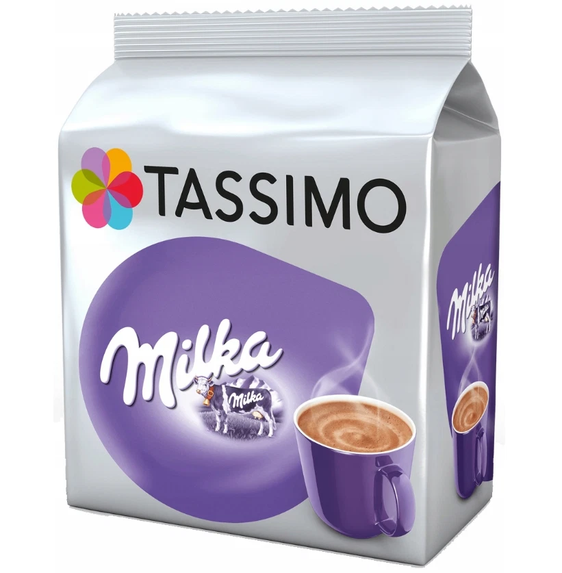 TASSIMO MILKA HOT CHOCOLATE - 8 PODS - CUPS DISCS COFFEE COCOA MILK DRINK