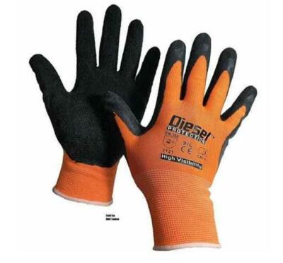 12 PAIRS OF ORANGE Hi-VIS  SAFETY WORK GLOVES TUGLOW