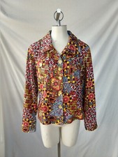 Berek 2 Colorful Print Jacket XL Patch Pockets Jean Cut Spring Has Sprung