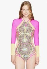 Body Glove Paradise Long Sleeve Paddle One Piece Swimsuit w/ UPF 50+ Size S