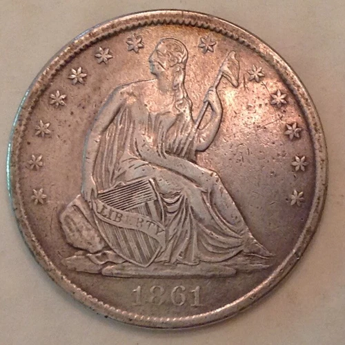 1861 S Seated  Liberty Half Dollar 50 Cents cd