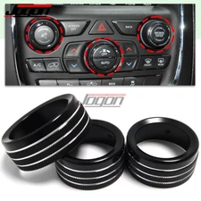 Console AC Radio Switch Knob Cover Ring Trim For Durango 2014 2015- 2020 Black
