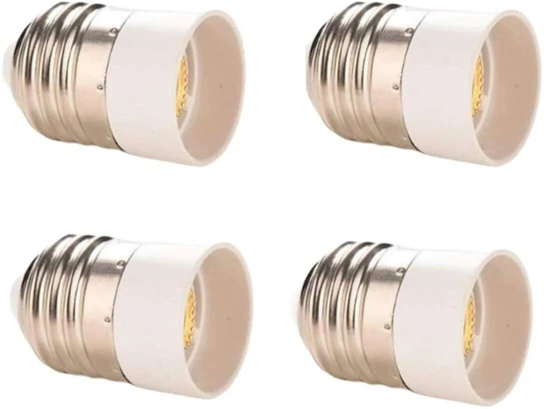 Set di 4 adattatori per attacco E14 su attacco E27, per lampadine alogene a LED e a risparmio energetico