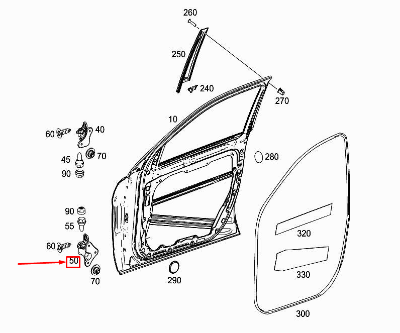 MERCEDES-BENZ GLE Coupe C292 Front RH Lower Door Hinge A2927200437