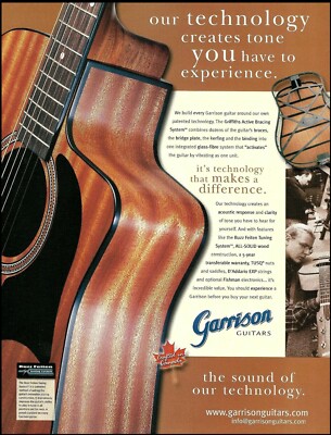 Garrison Acoustic Guitars Griffiths Bracing System 2003 ad 8 x 11 advertisement