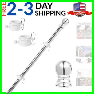 Flag Pole Kit 5ft Flag Pole for Outside House, Flag Poles with Tangle Free Fl...