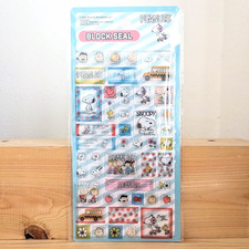 Peanuts Snoopy Friends "Block Seal" Light blue 3D Puffy Sticker Sheet Japan NEW