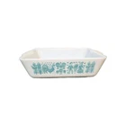 VTG Pyrex Amish Butterprint 1 1/2 Qt Rectangle Dish Teal #0503 USA NO LID