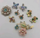 Vintage Gold Tone AB Rhinestone Mid Century Floral Victorian Costume Jewelry Lot