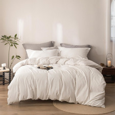 Warm Moment Stripe Duvet Cover King Size 104Inch X 90Inch100 Washed Cotton