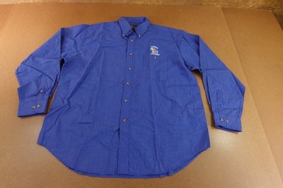 Antigua Men's Size Large Kansas Jayhawks Blue Long Sleeve Button Front Shirt