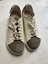 Birkenstock 39 Bend Low Lace Up Shoe Cream Leather And Grey Suede Accent NEW