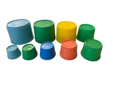 Vintage Tupperware Toddler Toys Stacking Nesting Cups Set of 9 Multicolored