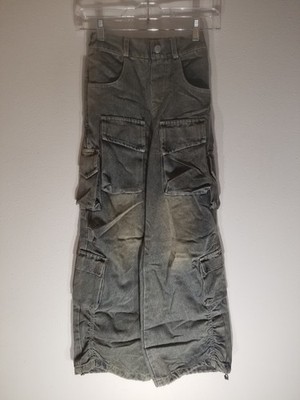 Rolanko Girls Distressed Multi-Pockets Baggy Blue Jeans Size 150 U.S. 10-12