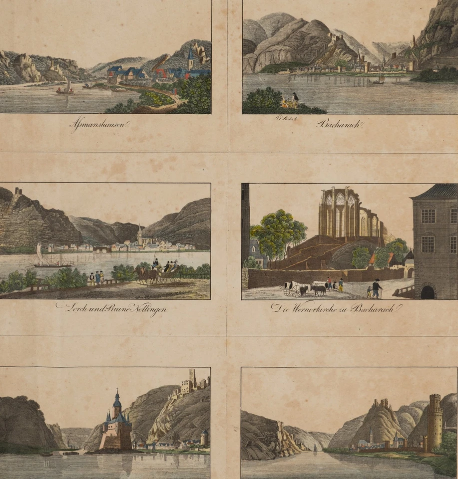 J. SCHOLZ (19.Jhd), Rheingegenden Ansichten, Stahlstich Romantik Landschaft - Bild 3 von 4