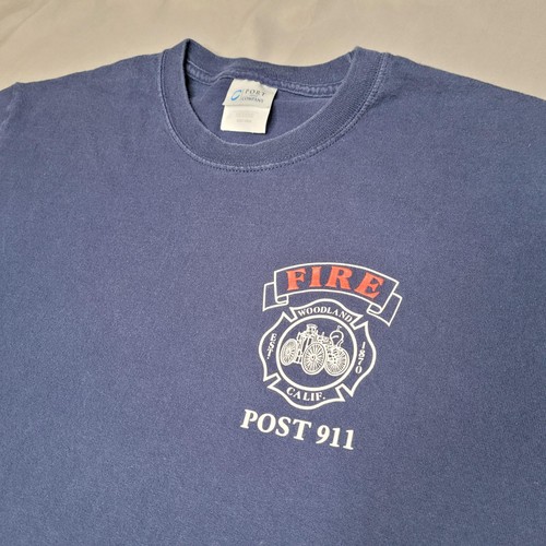 Woodland Fire Department Explorers Shirt Mens Medium Blue Post 911 Graphic Tee - Picture 5 of 12
