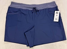 RBX Shorts Women 2X Blue Colorblock Drawstring 7" Inseam Pockets Plus