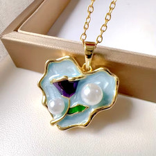 Elegant Shiny Artistic Flowers Heart Pendant Necklace Women Fashion Gift New