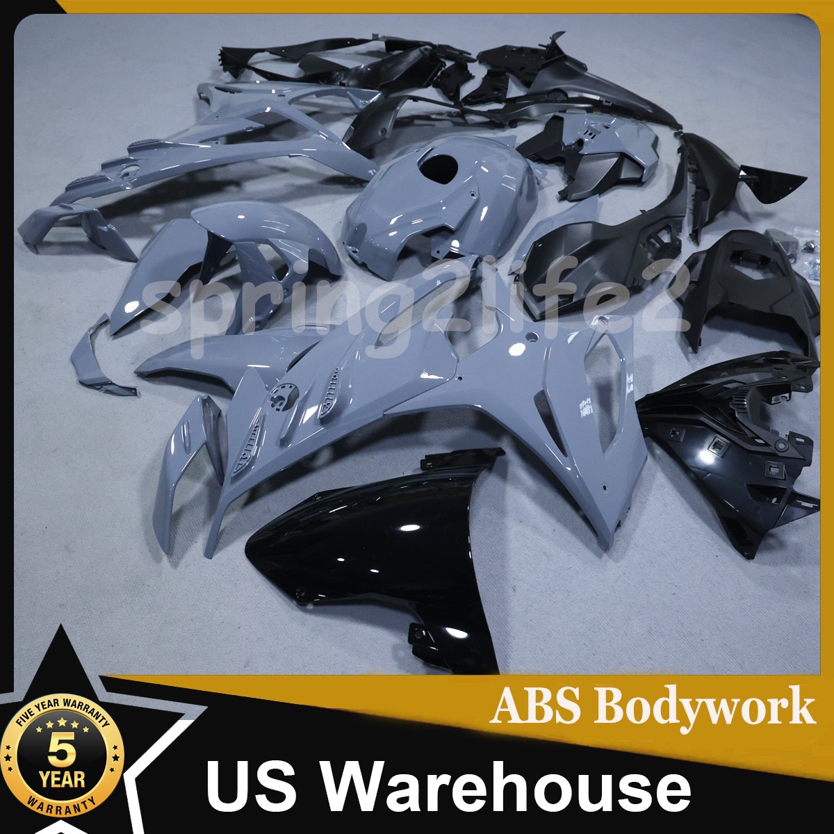 Glossy Gray Grey Fairing Kit Bodywork & Tank Cover For BMW S1000RR 2023-2024 USA