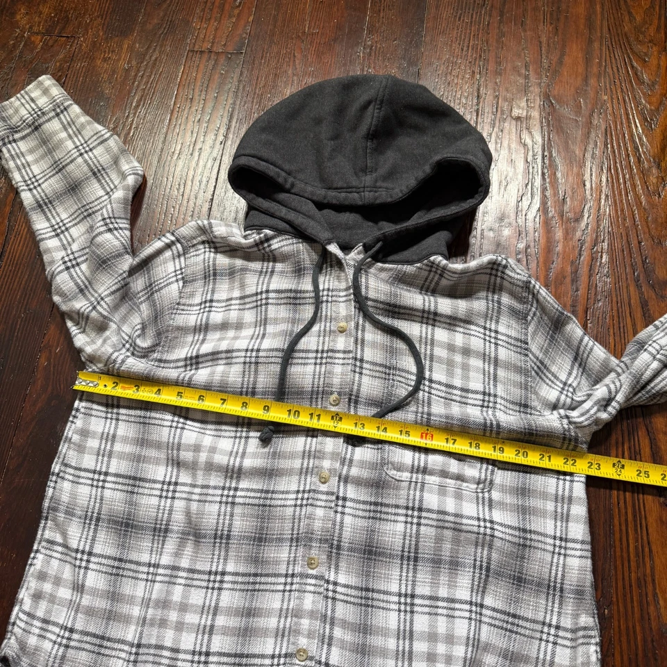 Рубашка с капюшоном мужская American Eagle Shacket L серая клетчатая фланелевая куртка Y2K Norm - Изображение 3 из 4