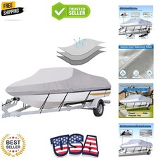 Trailerable Boat Cover- 17'-19' Heavy Duty Waterproof Tarp Covers with Storag...