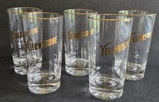 Yellowstone Vintage Gold Trim Set of 5 Bourbon Whiskey Cocktail Bar Glasses