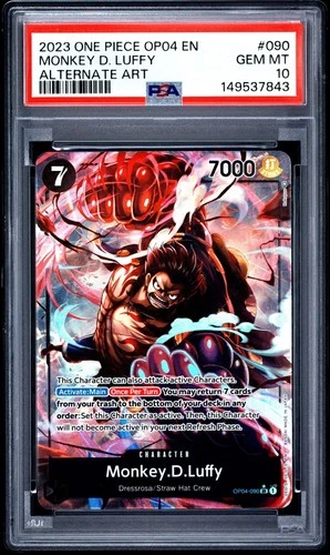 One Piece Monkey D Luffy Alternate Art OP04-090 PSA 10 Gem Mint