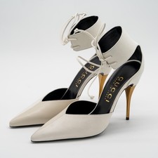 size 41G 11 US Gucci Priscilla Pumps  Mystic White Ankle Cuff Leather Suede